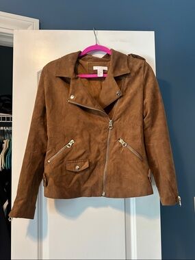 H&M Brown Suede Moto Jacket